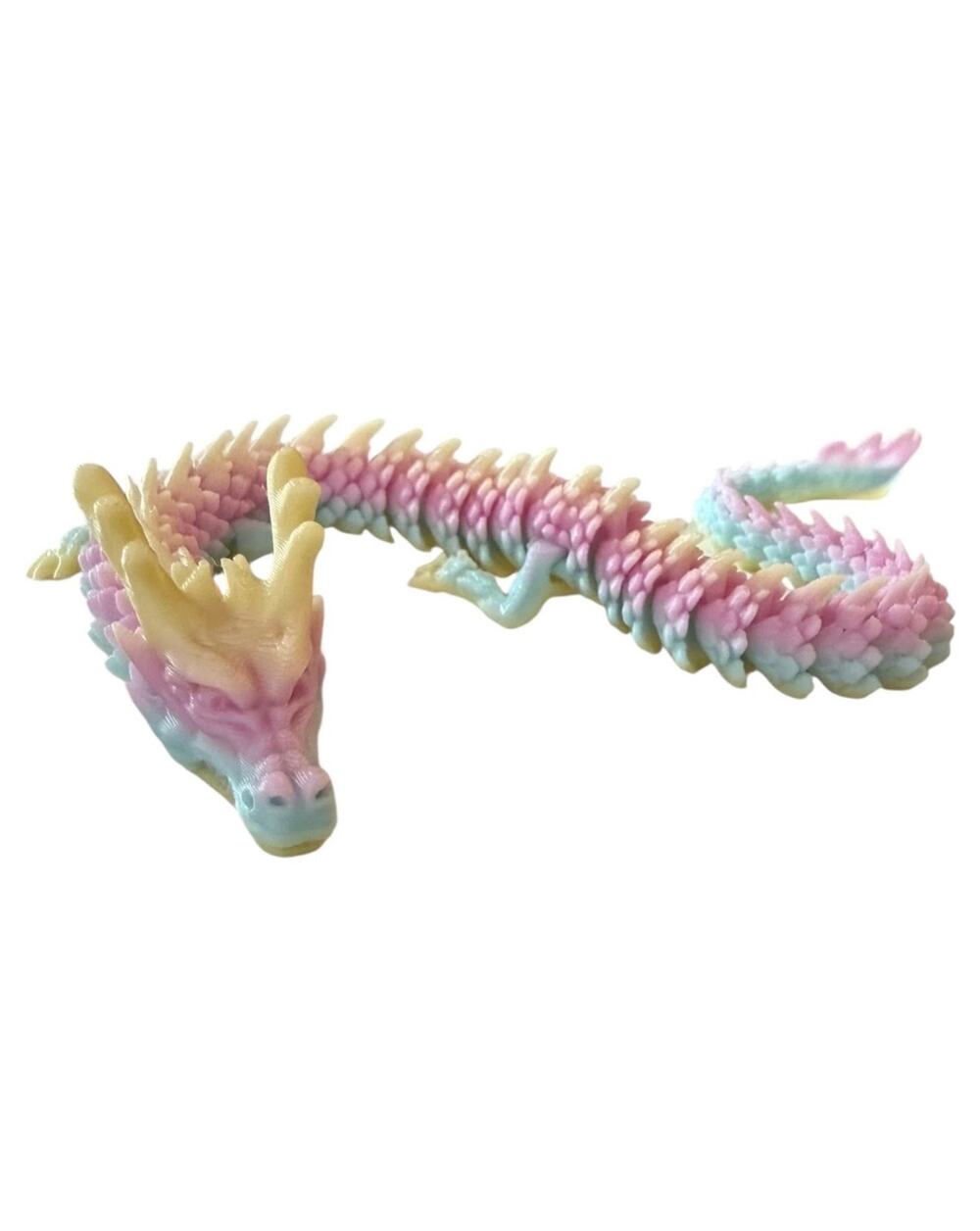 Horned Dragon 3D Printed Pastel Rainbow Multicolor NEW